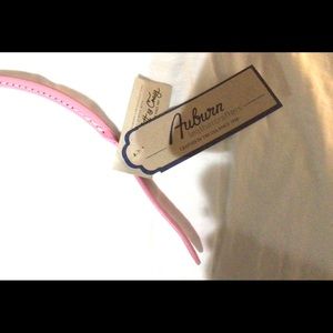 Pink rolled leather dog collar, NWT 9-12”